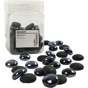 Glasnuggets schwarz matt und glänzend, 18-20mm, 370g