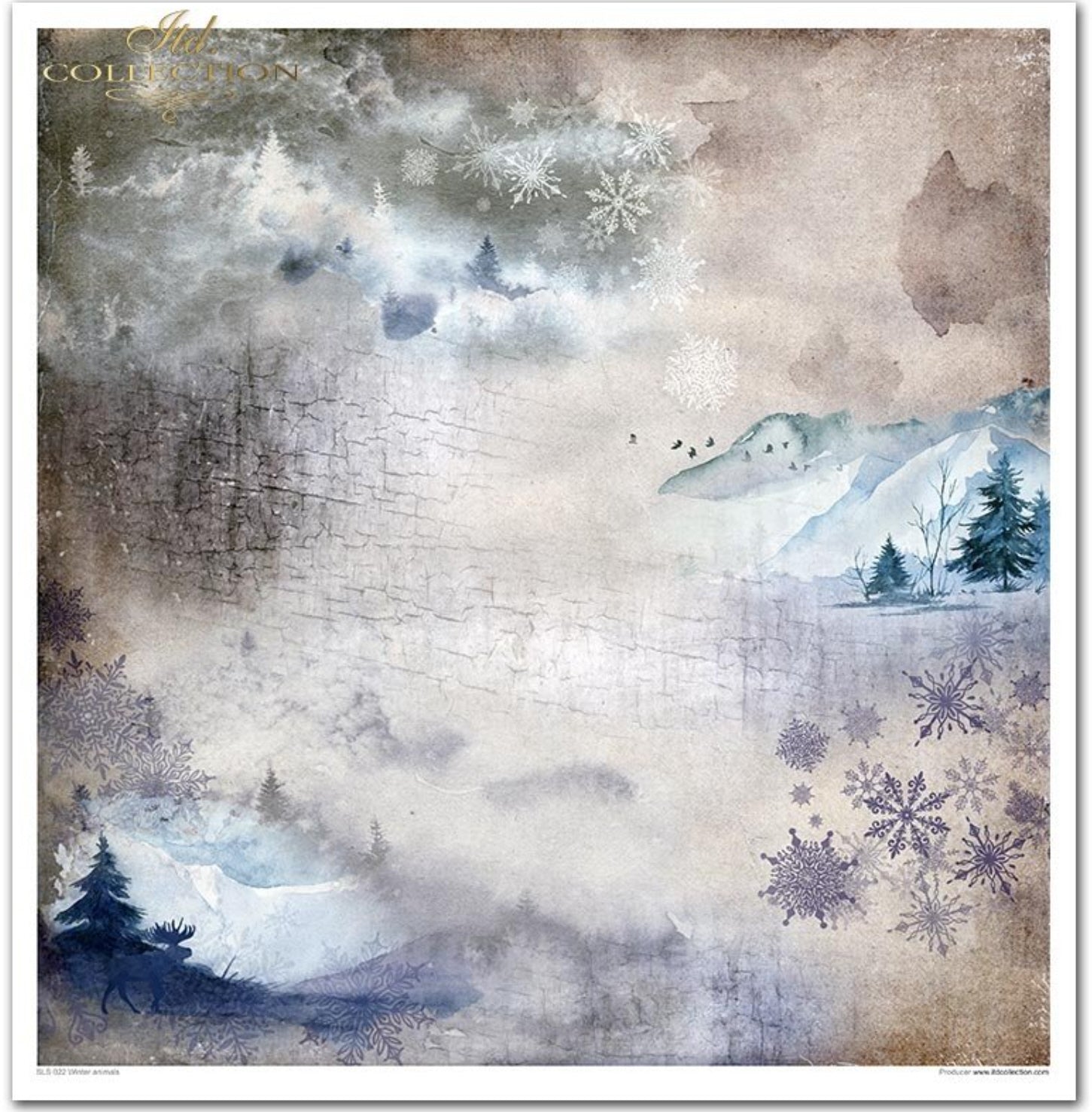 Scrapbooking-Papier-Set Wintertiere, 10 Stück/Packung, 30 x 30 cm, 200 g