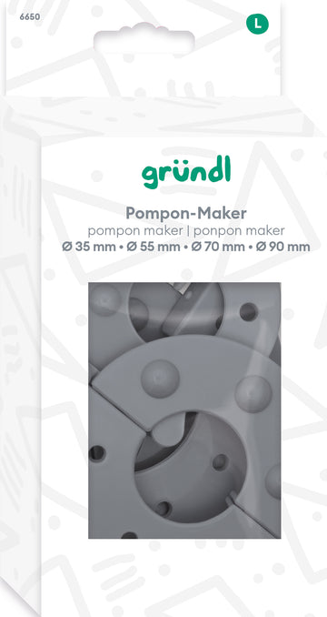 Pompon-Maker Ø 35/55/70/90 mm inkl. Anleitung aus Kunststoff grau