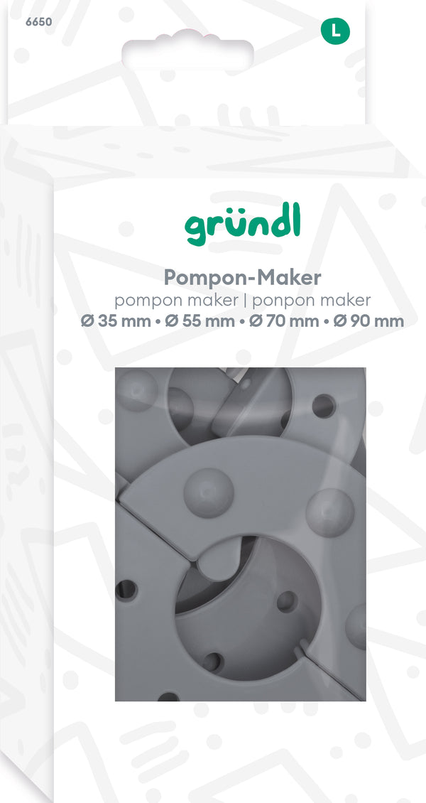 Pompon-Maker Ø 35/55/70/90 mm inkl. Anleitung aus Kunststoff grau