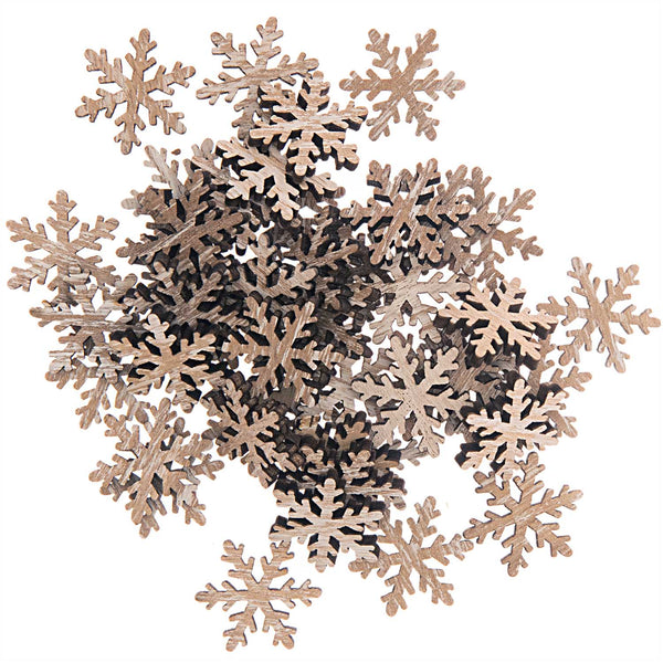 Deko-Streu Schneeflocke natur Holz 48 Stk. 20x23 mm