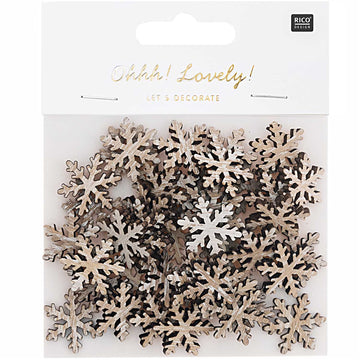 Deko-Streu Schneeflocke natur Holz 48 Stk. 20x23 mm