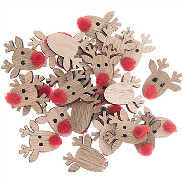 Deko-Streu Rentier natur Holz 24 Stk. 23x23 mm