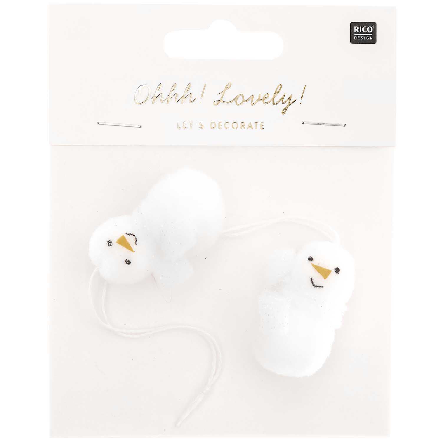 Deko-Hänger Schneemann Pompon 2 Stk. 40x33 mm