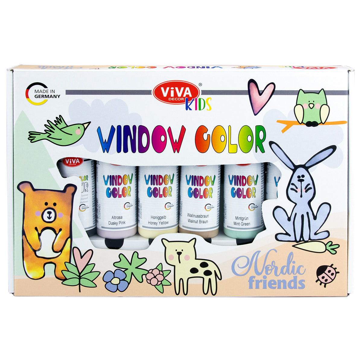 Fensterfarben-Set „Viva Decor Kids Nordic Friends“, 8-teilig