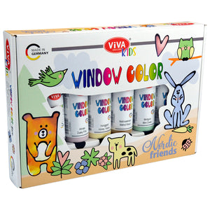 Fensterfarben-Set „Viva Decor Kids Nordic Friends“, 8-teilig