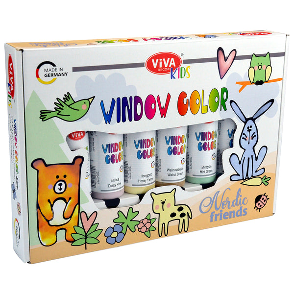 Fensterfarben-Set „Viva Decor Kids Nordic Friends“, 8-teilig
