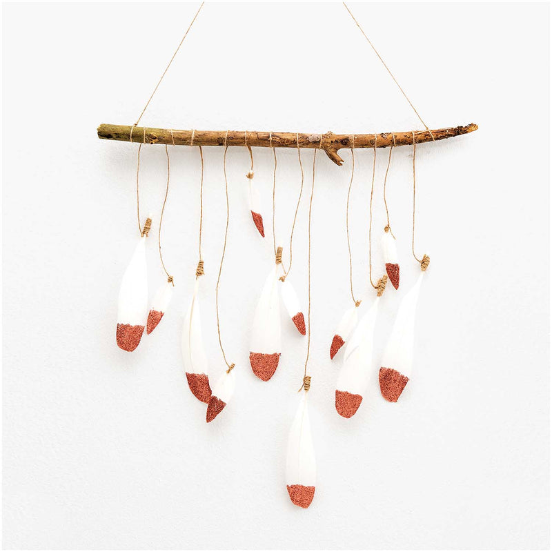 Federn weiß-roségold 8cm 6 Stück