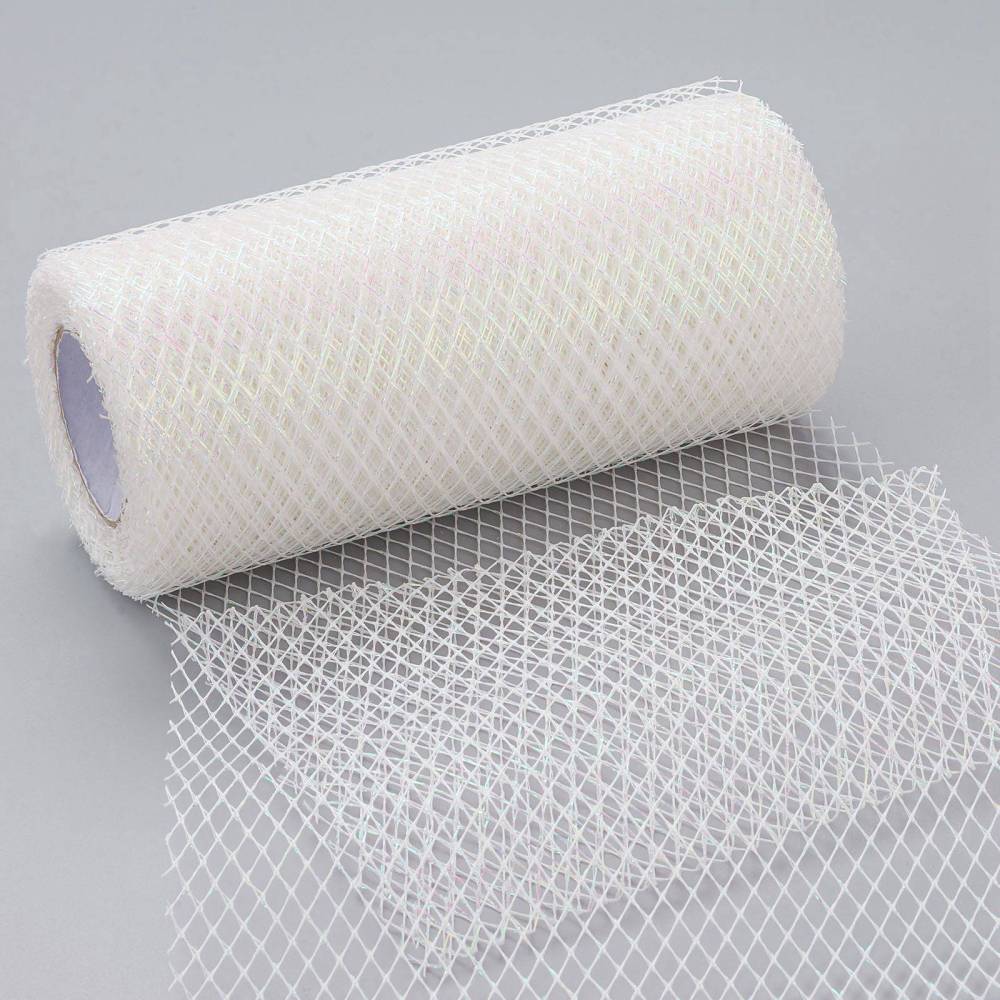 Mesh Gitterband Netzband Weiß irisierend 15cm 9m