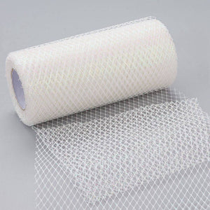 Mesh Gitterband Netzband Weiß irisierend 15cm 9m