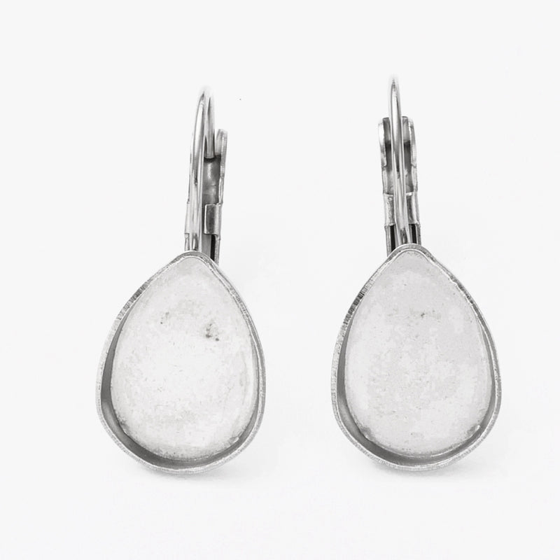 Ohrhänger Tropfen Modellierwanne Edelstahl 14,5x10mm 4 Stück/ 2 Paar