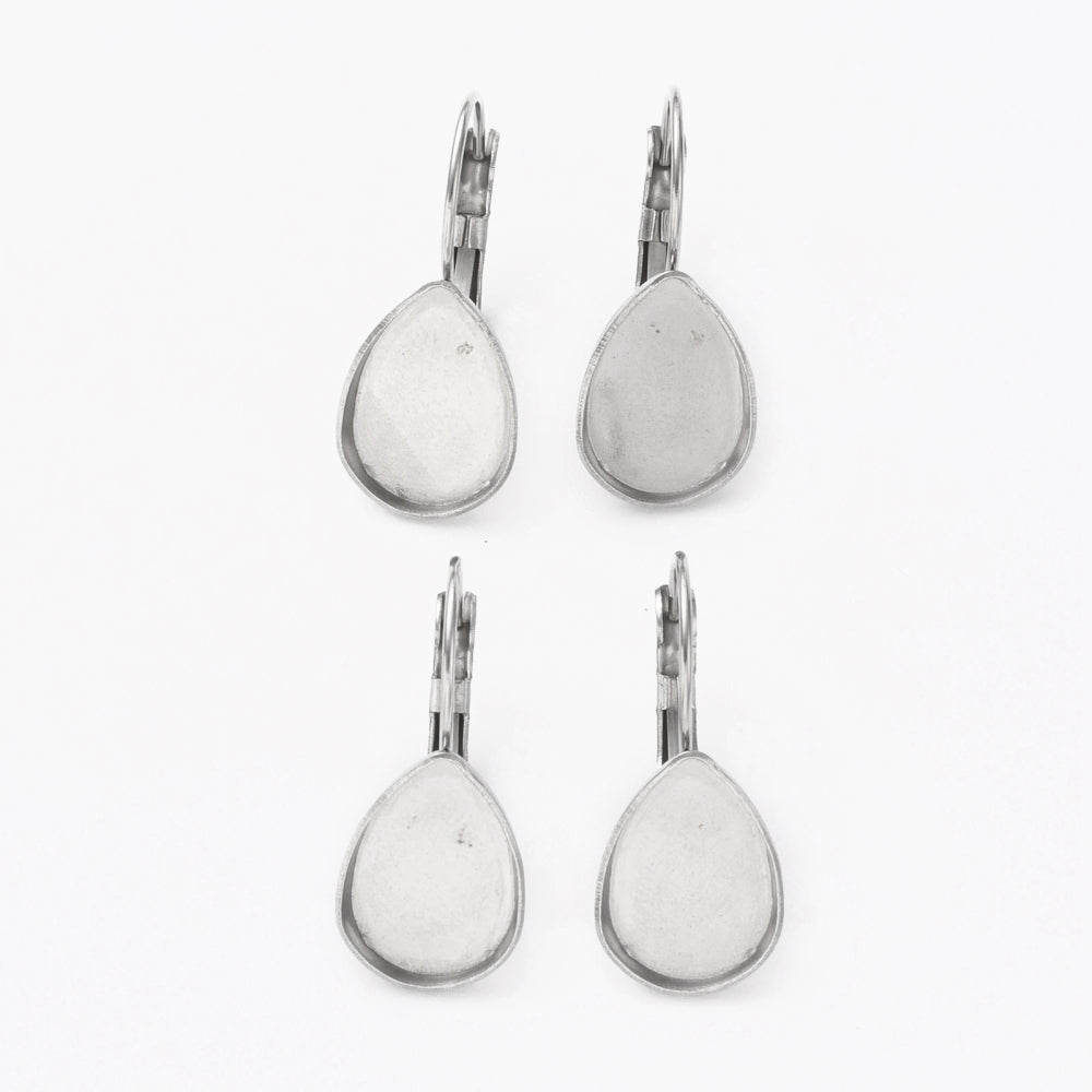 Ohrhänger Tropfen Modellierwanne Edelstahl 14,5x10mm 4 Stück/ 2 Paar