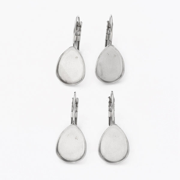 Ohrhänger Tropfen Modellierwanne Edelstahl 14,5x10mm 4 Stück/ 2 Paar