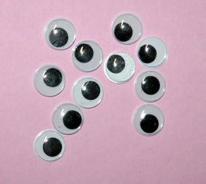 Wackelaugen aus Kunststoff rund schwarz weiß 16 mm 50 Stück