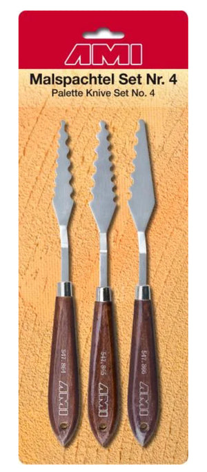 AMI Malspachtel Set Nr.4 Effektspachtel gewellt 21x2,5cm 3 Stück