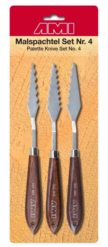 AMI Malspachtel Set Nr.4 Effektspachtel gewellt 21x2,5cm 3 Stück