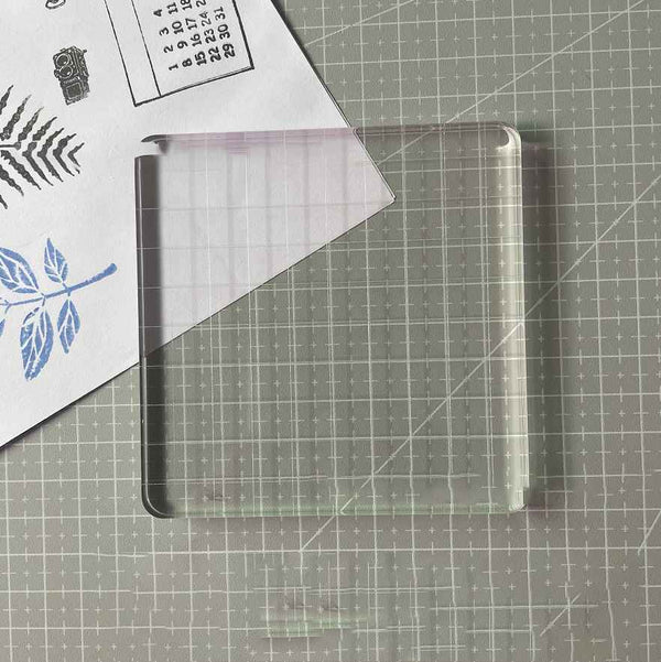 Acryl-Stempelblock transparent mit Raster 10x10cm