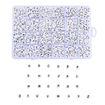 Acryl Buchstabenperlen A-Z weiß 7×4 mm 1488 Perlen in Sortierbox