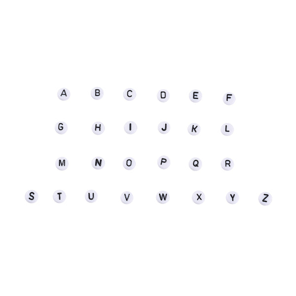 Acryl Buchstabenperlen A-Z weiß 7×4 mm 1488 Perlen in Sortierbox