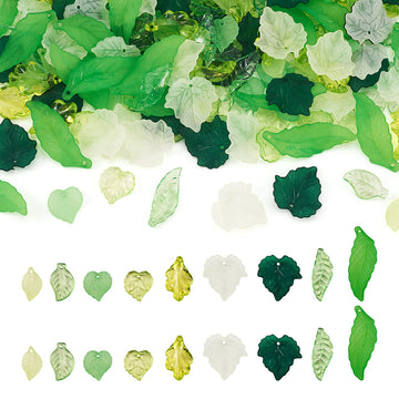Acrylanhänger Blätter transparent Mix 9 Designs 100 Stück