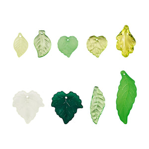 Acrylanhänger Blätter transparent Mix 9 Designs 100 Stück