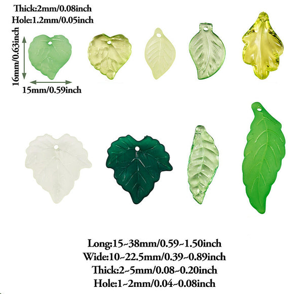 Acrylanhänger Blätter transparent Mix 9 Designs 100 Stück