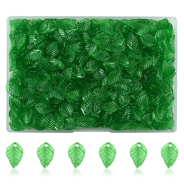 Acrylanhänger Blatt transparent limettengrün 13,5x8,5mm 95 Stück