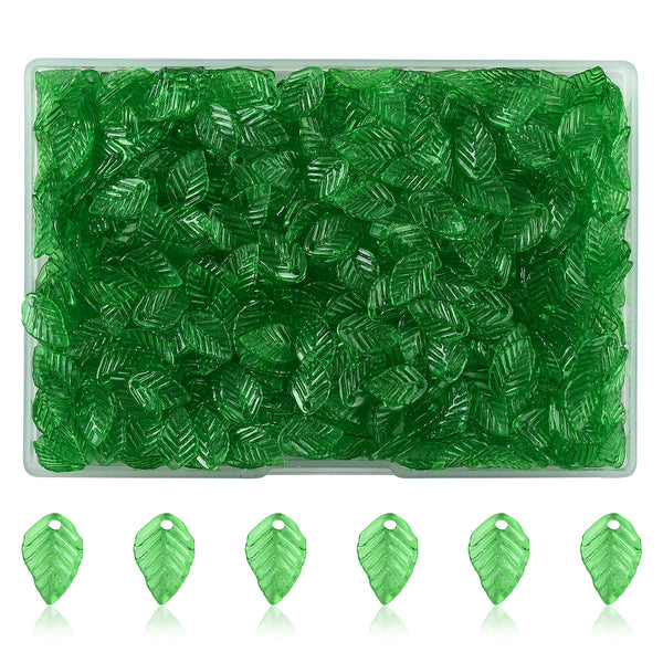 Acrylanhänger Blatt transparent limettengrün 13,5x8,5mm 95 Stück