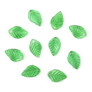 Acrylanhänger Blatt transparent limettengrün 13,5x8,5mm 95 Stück