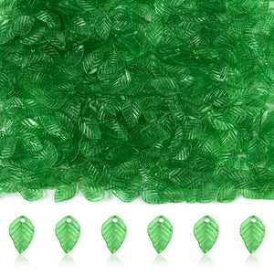 Acrylanhänger Blatt transparent limettengrün 13,5x8,5mm 95 Stück