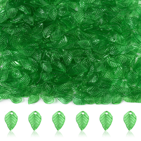 Acrylanhänger Blatt transparent limettengrün 13,5x8,5mm 95 Stück