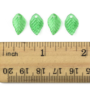 Acrylanhänger Blatt transparent limettengrün 13,5x8,5mm 95 Stück