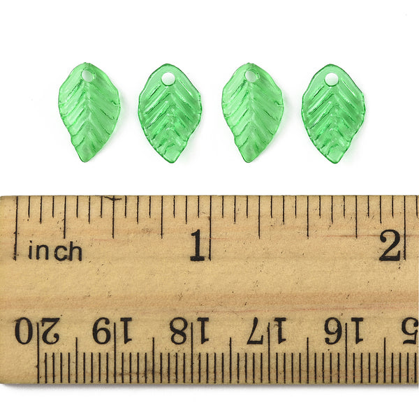 Acrylanhänger Blatt transparent limettengrün 13,5x8,5mm 95 Stück