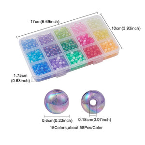 Acrylperlen-Set rund 6mm 15 Farben gemischt 870 Stück