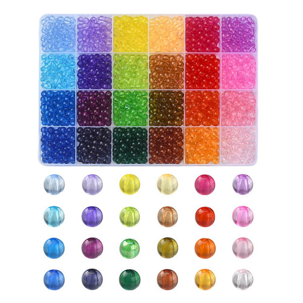 Acrylperlen-Set rund 6mm 24 Farben gemischt 1488 Stück
