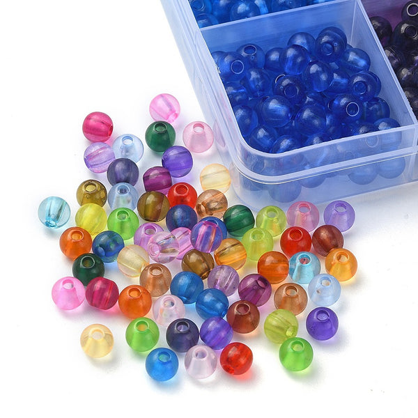 Acrylperlen-Set rund 6mm 24 Farben gemischt 1488 Stück