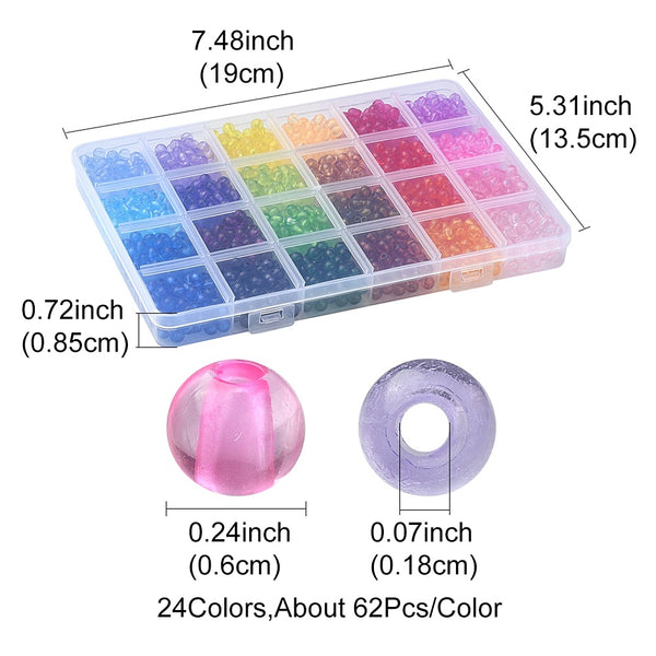 Acrylperlen-Set rund 6mm 24 Farben gemischt 1488 Stück