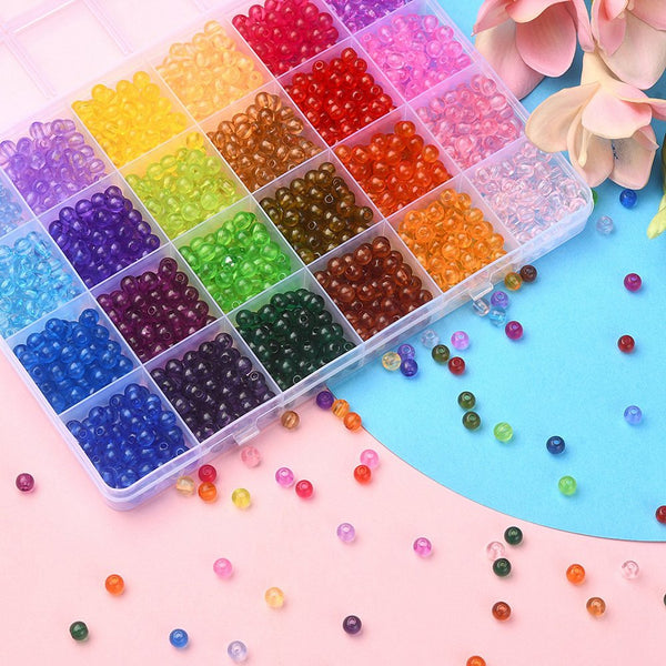 Acrylperlen-Set rund 6mm 24 Farben gemischt 1488 Stück