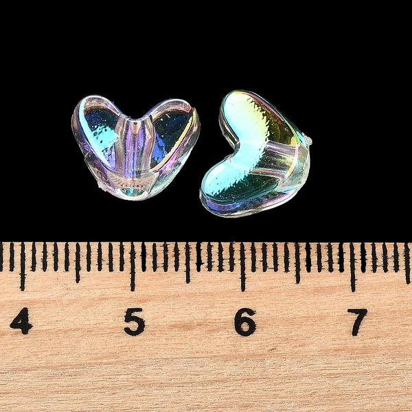 Acrylperlen Herzen UV-beschichtete transparente schillernd champagnergelb 9×11,5×7mm 40 Stück / Dose