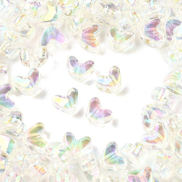 Acrylperlen Herzen UV-beschichtete transparente schillernd champagnergelb 9×11,5×7mm 40 Stück / Dose