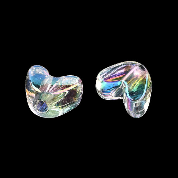 Acrylperlen Herzen UV-beschichtete transparente schillernd champagnergelb 9×11,5×7mm 40 Stück / Dose
