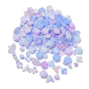 Acrylperlen Set Blumen Schmetterlinge und Fantasie pastell 30g