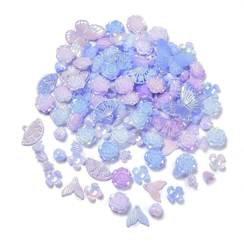 Acrylperlen Set Blumen Schmetterlinge und Fantasie pastell 30g