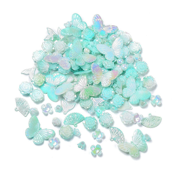 Acrylperlen Set Blumen Schmetterlinge und Fantasie pastell 30g