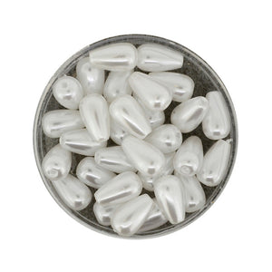 Acrylperlen Tropfen weiß 6x10mm 30Stk./Dose