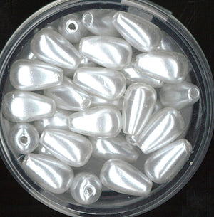 Acrylperlen Tropfen weiß 6x10mm 30Stk./Dose