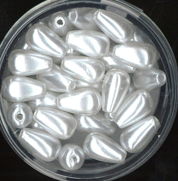Acrylperlen Tropfen weiß 6x10mm 30Stk./Dose