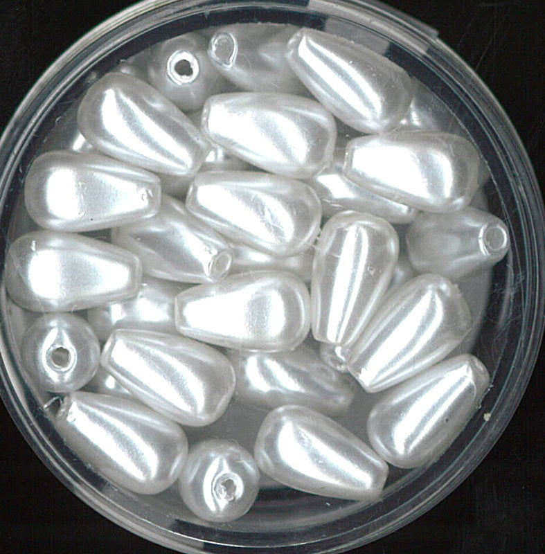 Acrylperlen Tropfen weiß 6x10mm 30Stk./Dose