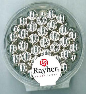 Acrylperlen silber rund 6mm 65 Stück / Dose