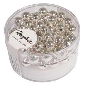 Acrylperlen silber rund 6mm 65 Stück / Dose